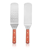 New Star Foodservice 43051 Wood Handle Flexible Grill Spatula Set, 14.5", Set of 2, Silver (Kitchen)