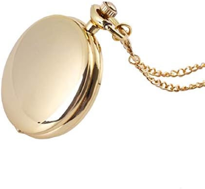 Vaycally Classic Large Double-Sided Light Golden Shiny Fashion Pocket Watch Court Style Noble Temperament Pocket Watch
