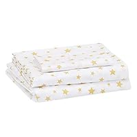 Amazon Basics Kids Soft, Easy-Wash Microfiber Sheet Set - Twin, Gold Stars Amazon Basics Kids Soft, Easy-Wash Microfiber Sheet Set - Twin, Gold Stars