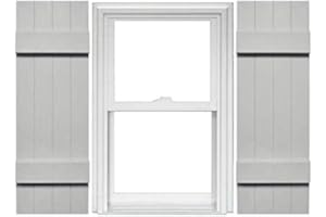 Mid America Board and Batten 14" 4 Board Joined Vinyl Standard Shutter (1 Pair) - 14 x 47 030 Paintable