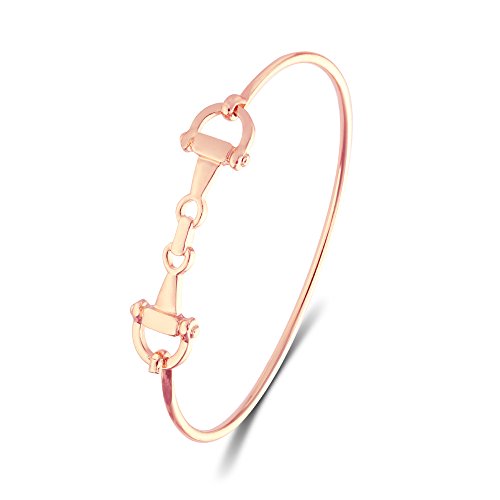 SENFAI Horse Snaffle Bit Bracelet Bangle Jewelry (Rose gold)
