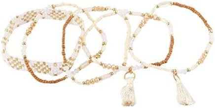 RF Rizir Fashion Gold Plated Metal Multi Colour Natural Reiki Healing Stone Crystal South Sea Shell Agate Chips Charm Bracelets Set for Women Girls Friendship Locket karva chauth Diwali Gift