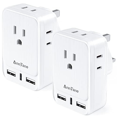 UK Travel Plug Adapter 2 Pack, AnnTane Type G Ireland Plug Adapter with