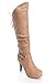 Top Moda Womens Page-65 Knee High Round Toe Lace-Up Slouched High Heel Boots,Taupe,9