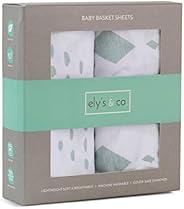 Bassinet Sheet Set 2 Pack 100% Jersey Cotton for Baby Girl and Baby Boy by Ely's & Co. - Sage Green Di