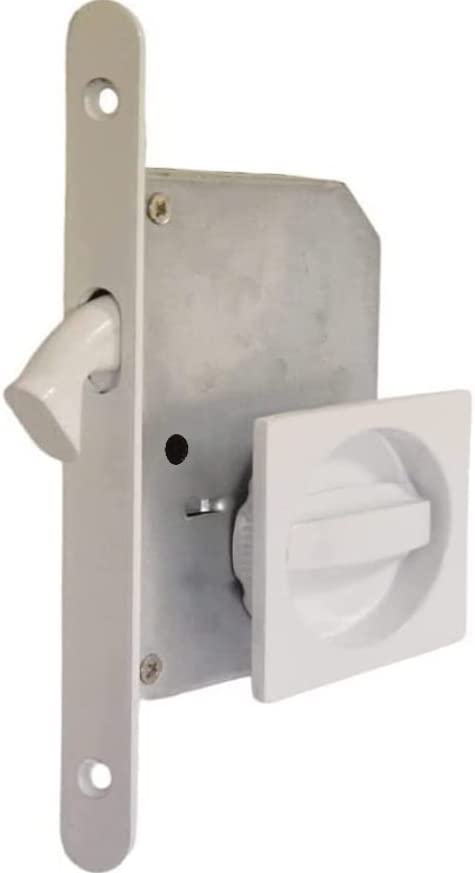 bricoleva.it Kit Sliding Door Lock Square Rosette with Nottoline Handle with Lock for Sliding Door (White)