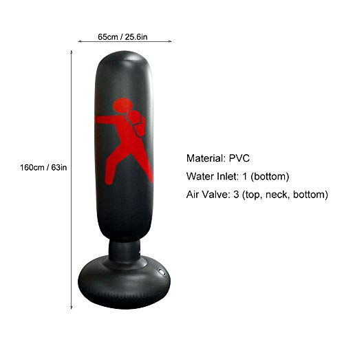 GEMGO Punch Bags 160cm, Boxing MMA Target Bag Inflatable Punching Bag, Free-Standing Fitness Target Stand Tower Bag for Children/Adult (Black-C)