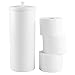 mDesign Free Standing Toilet Roll Holder - Plastic Stand for Bathroom - Space for 3 Rolls - White