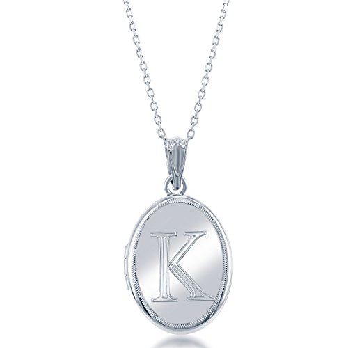 Sterling silver high-polish initial "k" oval …