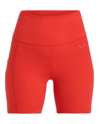 Roxy - Heart Into It Biker Pantalón Corto de Cintura elástica, Mujer, Poppy Red, XS