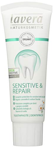 Lavera Sensitive Repair Toothpaste - Vegan, Organic, 100% Certified Natural Cosmetics - 4 Containers, 75 ml Each, Total: 300 ml