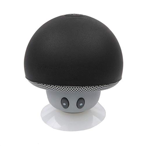 Bluetooth Mushroom Speaker for Xiaomi Mi 9T Pro Smartphone with Suction Cup and Micro Mini Speaker (Black)