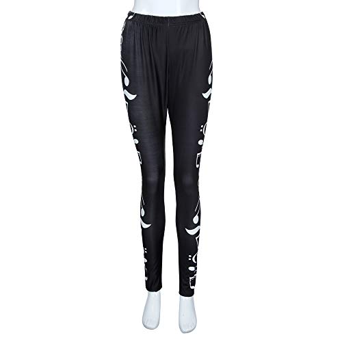 Botrong Yoga Pants for Women Plus Size, High Waist Sport Pants Music Note Leggings Trousers Black - Thumbnail 7