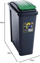 Wham Recycling Bin Slim Kitchen Trash Can Rubbish Dustbin 25L Green Lid view 2