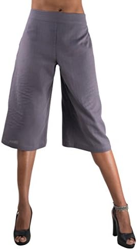 Tropic Bliss Organic Cotton Capri Pants for Women, Gauchos with Wide Leg, S-XXL