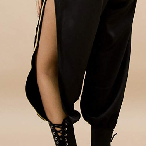 CCatyam Pants for Women, Trouser High Waist Wide Leg Splice Split Sport Loose Casual Fashion Black