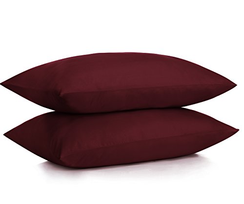 DreamHome Microfiber Pillowcases, Set of 2 (King, Burgundy)