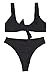 QINSEN Ladies Push up Padded Bandage High Waist Thong 2PCS Bikini Bathing Suit Black XL