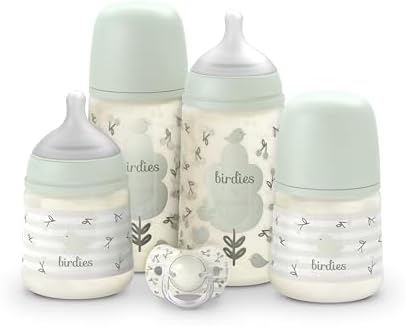 Set Biberon Neonati, 4 Biberon + Ciuccio, +0M, Birdies Verde