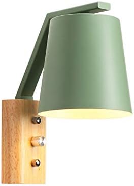 YHNUJMIK Macaron Wall Light Nordic Wall Sconce Solid Wood Corridor Restaurant Decorative Wall Lantern Bedroom Bedside Lamp Without Light Bulb(Candy Colors),Green [Energy Class A]
