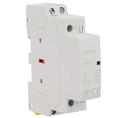 AC Contactor, 2 Pole 25 Amp 24V AC Contactor 2P 2NO 50/60HZ Din Rail Household AC Contactor contactor