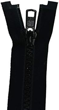 ZipperstopWholesale YKK® - Vislon Jacket Zipper Reversible Slide YKK® #5 Molded Plastic Separating End Color Blck Made in USA - Custom Length (13)
