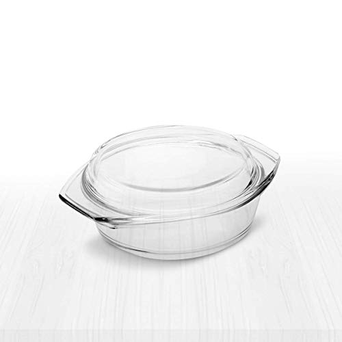 Clear Round Glass Casserole by Simax With Lid, Heat, Cold and Shock