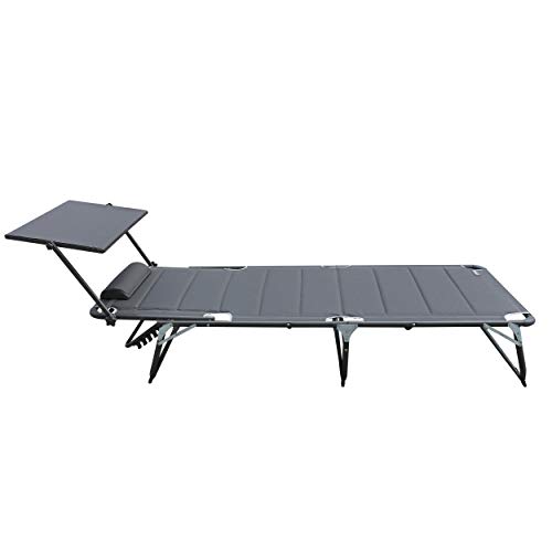 Homecall Sonnenliege mit Dach, schnell trocknender Schaumstoff, XXL, 200 x 70 cm - (Grau) – Bild 4