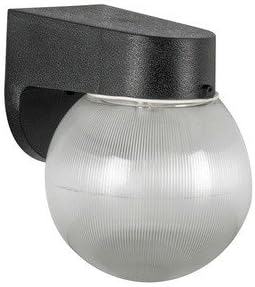 Sunset Lighting F4316-31 One Light Globe Flush Mount, Black Finish with Clear Prismatic Acrylic Glass