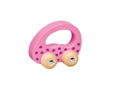 Goki 55952 Cross car Wooden vehicle for Rolls ab 6 Months Wood - pink