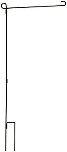 Yeeher Garden Flag Stand Pole Holder and Anti-Wind Spring Stoppers Clips Set Metal Wrought Iron Powder-Coated for College Flags