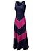 Awesome21 Women's Color Block Striped Good Stretch Long Dresses