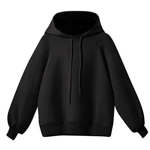 Tantisy ♣↭♣ Women's Plus Size Solid Sweatshirt Tops Autumn Winter Classic Plain Hoodie Blouses Multicolor Multi-Code Black