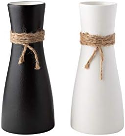 Gaby’s Assortment Ceramic Vase Set of two – Black and White Vases for Decor – Rustic Flower Vase for House Decor – Small Ornamental Vases for Flowers for Residing Room, Kitchen, Toilet, Workplace, Spa
