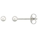 Sterling Silver 3mm Ball Stud Earrings Small 1/8 inch