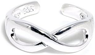 .925 Sterling Silver Plain Polished Infinity Adjustable Toe Band Ring