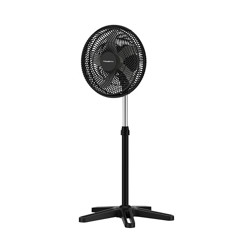 Rowenta Turbo Essential Standventilator – leistungsstarker Tisch-/Standlüfter mit 3 Geschwindigkeitsstufen, leise 58 dB, höhenverstellbar & oszillierend, kompakt für Büro, Wohn-/Schlafzimmer, VU3110F3