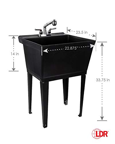 Utility Sink Laundry Tub With Pull Out Chrome Faucet Sprayer