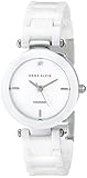 Anne Klein Women's AK/1465WTSV Diamond-Accented White Ceramic Bracelet Watch