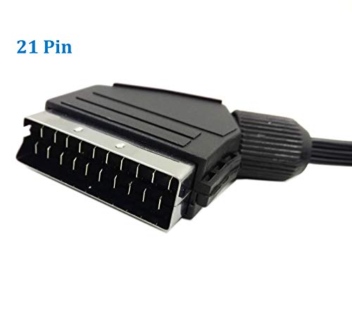 Poyiccot Scart Cable, 21 Pin Scart Jack to 3.5mm Male Stereo Jack Full HD Multiple Shieldings Precision Connector Cable -1.5m/ 5 feet