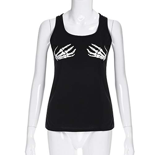 TIFENNY Women's Sexy Sleeveless Claw Print O-Neck Shirt Summer Sport Casual Pullover Vest Tank Tops Tee Black - Thumbnail 3