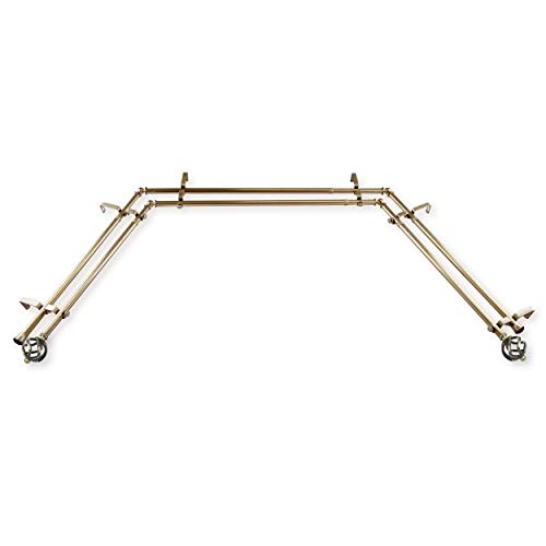 Rod Desyne Helga 13/16" Double Bay Curtain Rod, Antique Brass
