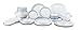 Corelle Livingware 74 Piece Classic Cafe Blue Dinnerware Set with Storage Lids, White