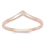 Sterling Silver Women's Rose Gold Tone Arrow Point Chevron Ring (Sizes 3-10) (Ring Size 7)