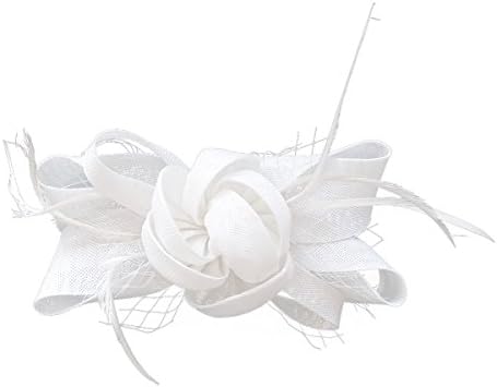 Ahugehome Fascinator Hair Clip Pillbox Hat Flower Headband Cocktail Party Bridal Headwear