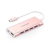 LENTION USB-C Multi-Port Hub with 4K HDMI Output, 4 USB 3.0, Type C Charging Adapter Compatible MacBook Pro 13/15 (Thunderbolt 3 Port), MacBook Air 2018 2019, Chromebook, Surface Go, More (Rose Gold)