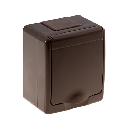 Aufputz-Steckdose 1-fach mit Klappdeckel IP44 braun, selbstdichtend