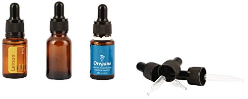 Year of Plenty Glass Eye Droppers for 15ml Essential Oil Bottles - Set of 6 - Black - Compatible with doTERRA and Young Living 15ml Bottles (6)