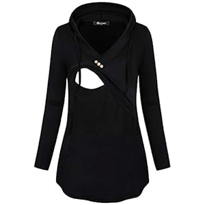Quinee Women’s Long Sleeve Plaid Colorblock Nursing Pullover Hoodie Sweatshirts