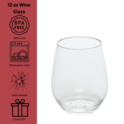 D'eco Unbreakable Stemless Wine Glasses, 18oz 100 Tritan